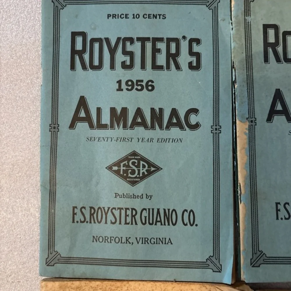 Vtg‎ Royster's Almanac (5) Norfolk VA Calendar Weather Farming Rural FSR Book